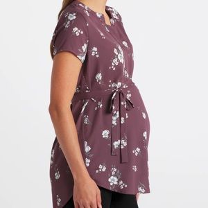 Full Moon - Segura Short Sleeve Tie Waist Maternity Blouse